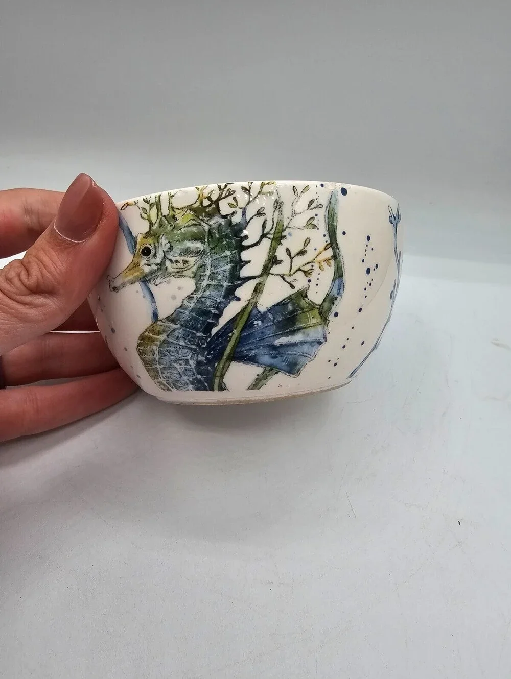 Pier 1 Imports Sea Life small dip bowl Seahorse Nautical *Small Chip*